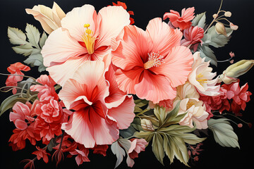 Watercolor Flowers Bouquets, illustration background
