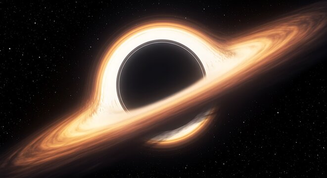 Black Hole with Accretion Disk and Star Streams – Digital Space Physics Art