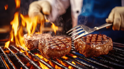 Grilling juicy steaks backyard bbq cooking techniques outdoor setting close-up view culinary excellence
