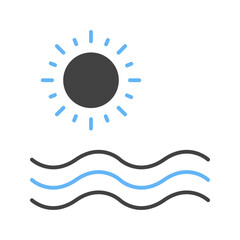 Sun and Waters icon vector image. Suitable for mobile apps, web apps and print media.