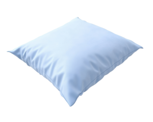 Soft Blue Cushion Pillow with a Smooth Texture on a Transparent Background Suitable for Home Decor