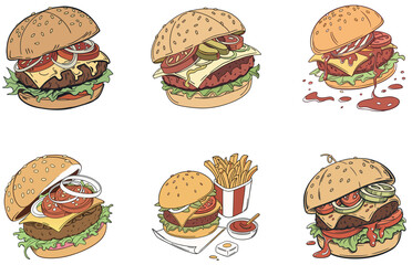 Burger Designs Vector Delicious and Creative Burger Illustrations for Food Packaging and Marketing