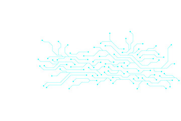 Technology blue circuit diagram on white background. High-tech circuit board connection system.Vector abstract technology on white background.