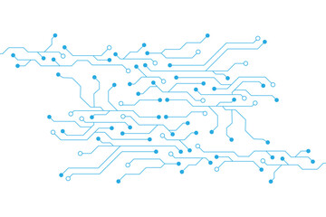 Technology blue circuit diagram on white background. High-tech circuit board connection system.Vector abstract technology on white background.