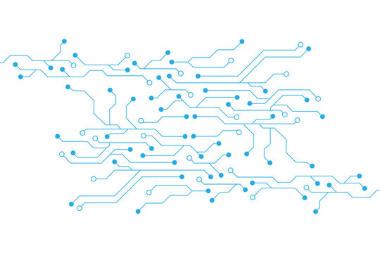 Technology blue circuit diagram on white background. High-tech circuit board connection system.Vector abstract technology on white background.