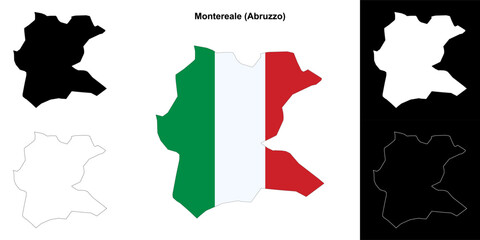 Fototapeta premium Montereale (Abruzzo) outline map set