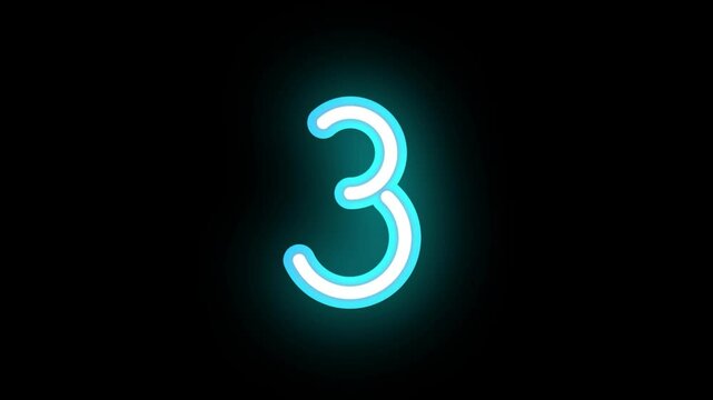 five countdown neon with glitch 4k for intro editing video