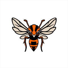 Hornet Logo, Mascot Design, Front-facing With Wings Spread