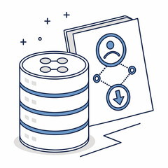 Database Vector Illustration | Generative AI & Linocut Silhouette Design