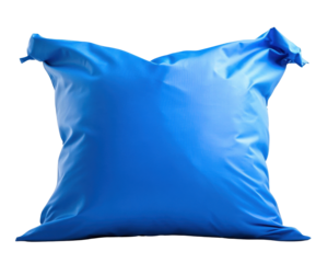 Vibrant Blue Decorative Pillow with Smooth Texture on Transparent Background