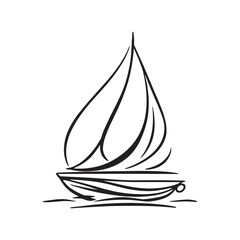 Hand-drawn sailboat sketch with smooth clean lines