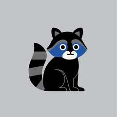 Cute vector raccoon with big eyes, simple design, great for kids' projects and decor.