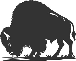 European bison mammal animal vector silhouette drawing