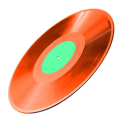 One color vinyl record on white background