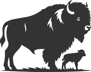 European bison mammal animal vector silhouette drawing