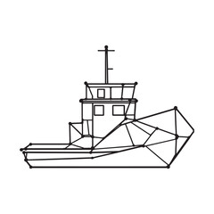 Minimal tugboat line artwork for graphic use