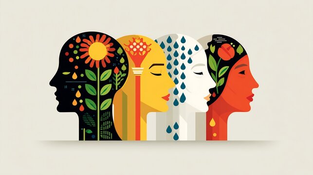 Inclusive AI Algorithm Concept diversity inclusion network node brain icons ethical tech trend bias mitigation motif vector illustration