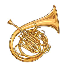Cartoon brass bugle isolated on transparent background