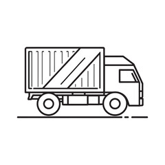 minimalist container truck vector outline drawing graphic