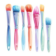 Cartoon colorful paintbrush set isolated on transparent background