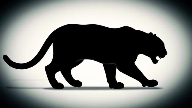 Silhouette panther walking graphic