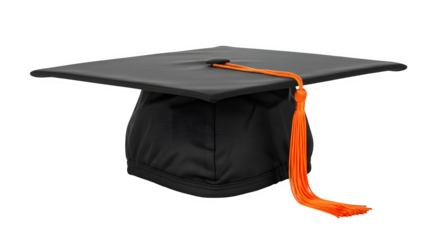 Graduation Cap with Orange Tassel Academic Achievement Success Ceremony Celebration, transparent background