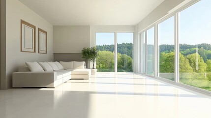 Fototapeta premium Modern Living Room with Panoramic Views