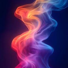 Naklejka premium Abstract and colorful smoke patterns swirl with smooth curves and flowing light on a black background, creating a vibrant, artistic energy