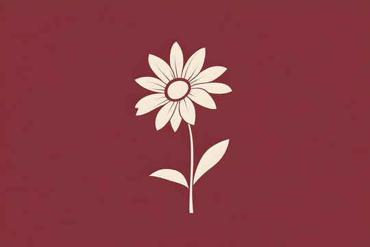 Elegant, simple flower design on a deep burgundy background.