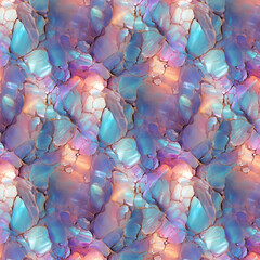 Vibrant Multicolored Abstract Pattern of Crystalline Shapes with Unique Effects