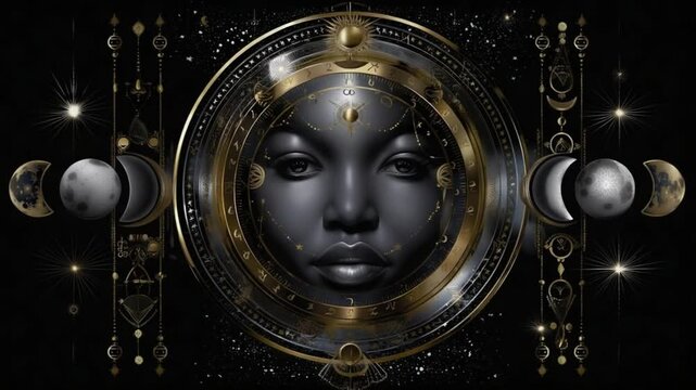 Engage with rich Slavic mythology as celestial bodies and ancient symbols intertwine, revealing the stories and wisdom of the cosmos in an enchanting visual representation