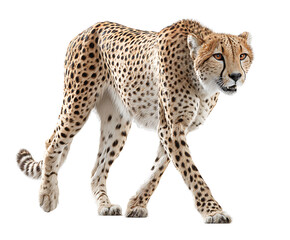 Cheetah on a Stroll: Witness the raw elegance of a cheetah as it strides forward, its sleek, spotted coat and keen gaze capturing the essence of the wild.