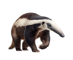 Anteater’s Journey: A detailed, photorealistic depiction of an anteater in motion, highlighting the animal’s unique features, captivating textures, and distinct markings.