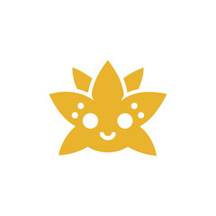 Cute Golden Starfish Cartoon Character Illustration