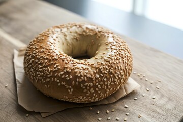 A photograph of a freshly baked bagel