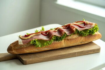 A photograph of a freshly baked French baguette