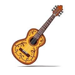 Vector Art of Ornate Guitar in Playful Curves