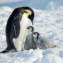 Emperor Penguin Family in Antarctica