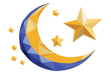 Low poly moon and stars