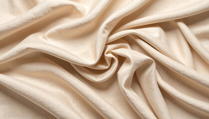 Obraz premium Soft, wrinkled cream fabric creates an elegant texture, ideal for fashion or interior design applications