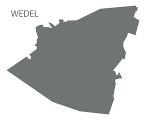 Wedel city map with boroughs grey illustration silhouette shape