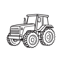 Minimalist tractor vector drawing outline