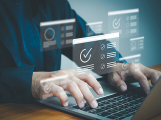 Digital check mark online document approval Professionally verify data accuracy or check digital...