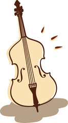 Vector illustration of a double bass in retro style. Elegant string instrument used in classical, jazz, and orchestral music. Ideal for music-related designs, posters, or vintage themes.
