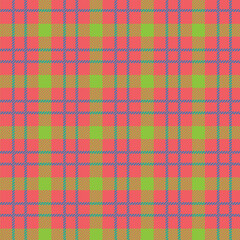 Seamless tartan pattern with coral, green, and blue plaid design for fabric, wallpaper, and backgrounds