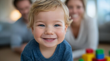 Obraz premium Joyful Family Moments: Playtime at Home with Laughter and Love