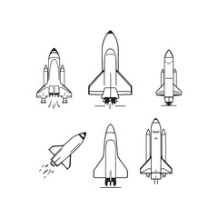 Modern space shuttle outline for graphic design