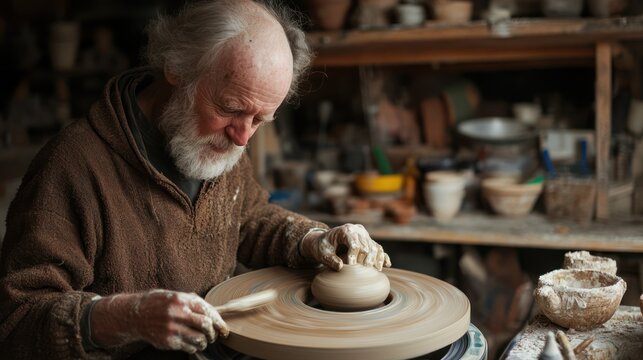 A Master Potter's Dedication: Shaping Clay into Art