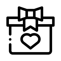 Heart with Gift line icon