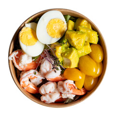 Delicious Shrimp Salad Bowl with Avocado, Eggs, and Tomatoes